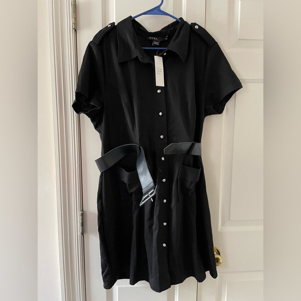 Black Button Up Dress with belt